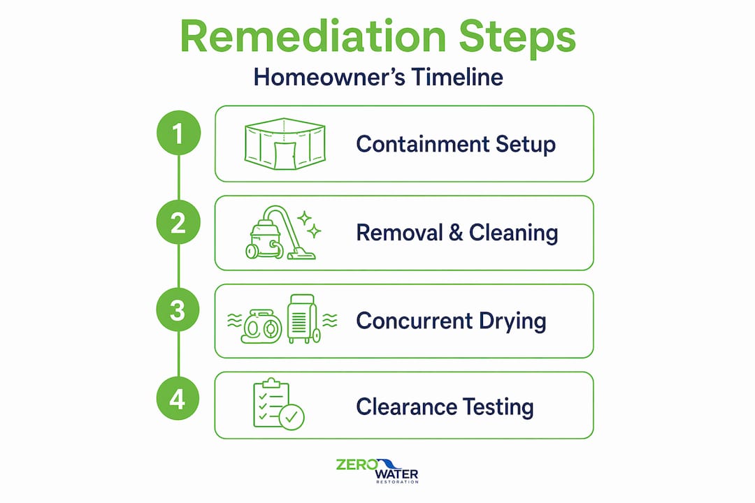 Infographic showing steps of mold remediation