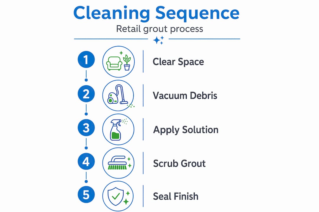 Infographic showing retail grout cleaning steps
