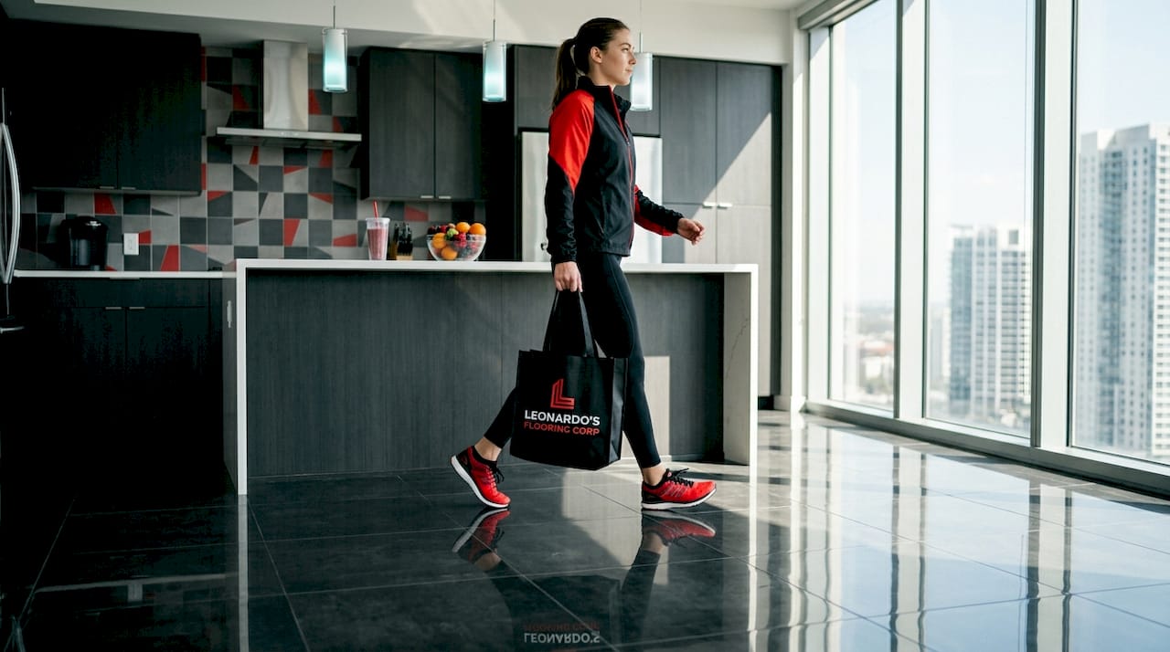 Foot traffic on porcelain tile kitchen floor