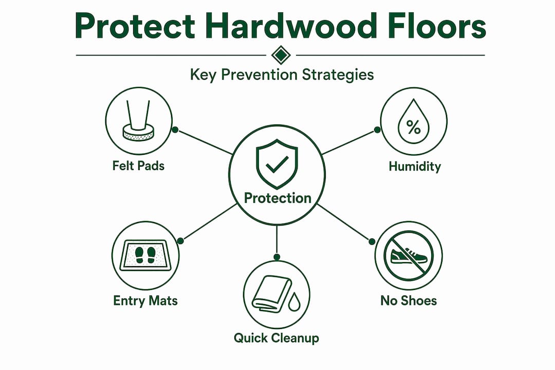 Infographic with key hardwood floor protection tips