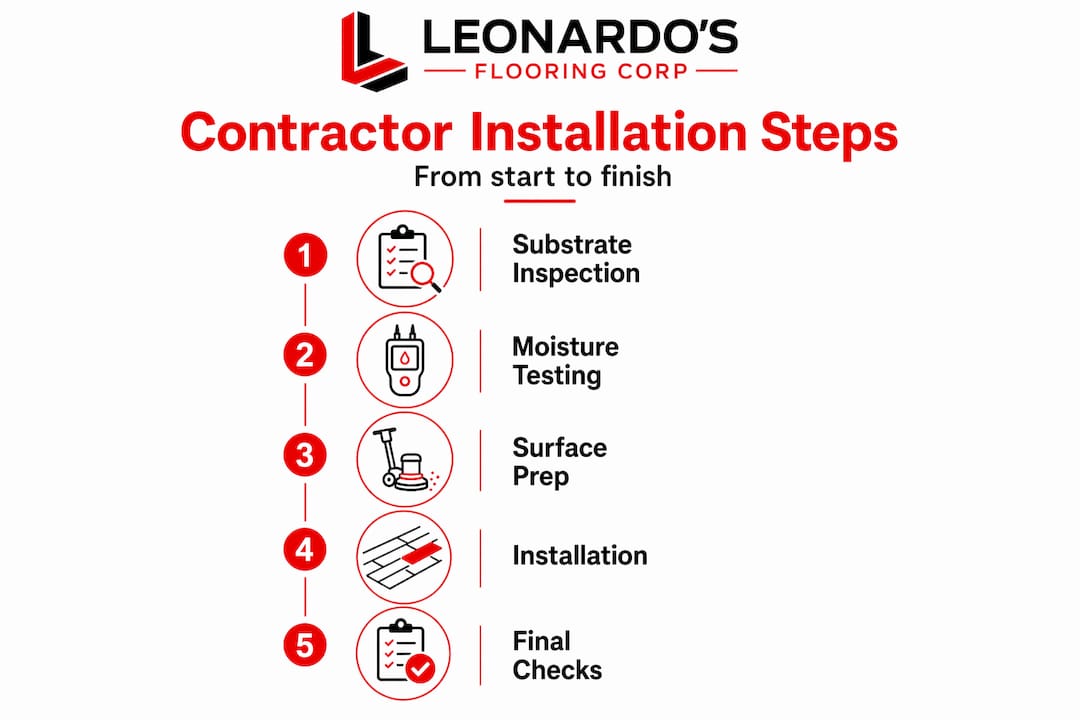Infographic showing flooring contractor installation steps
