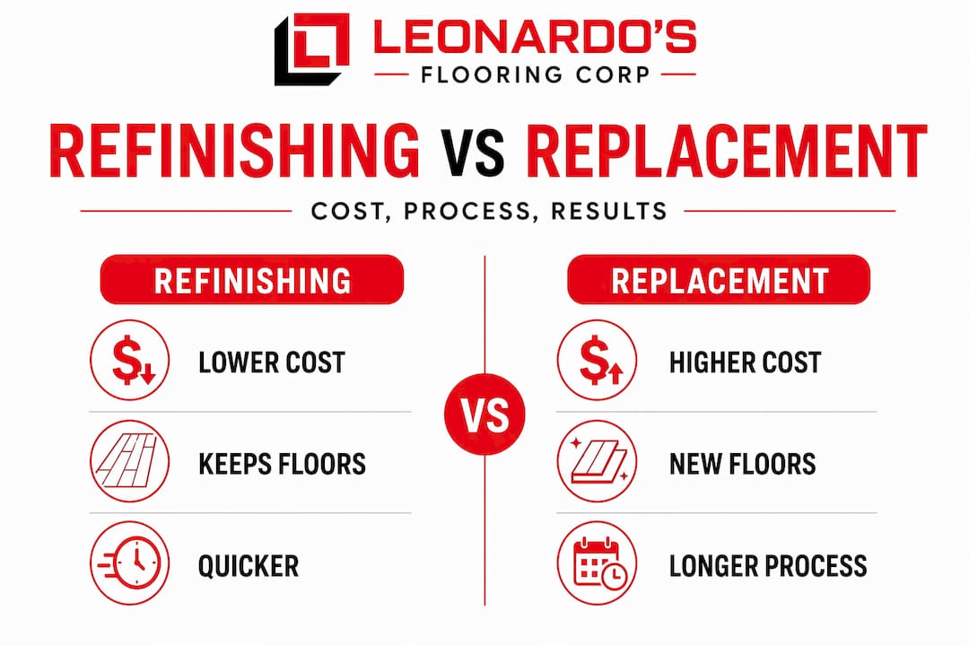 Infographic comparing refinishing and replacement