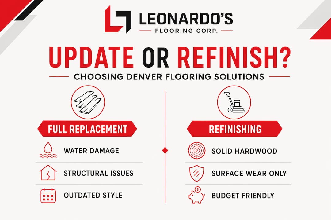 Infographic showing update vs refinish flooring options