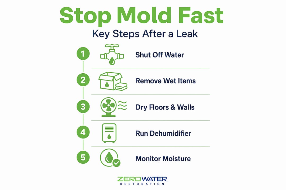 Infographic five steps to prevent mold after leak