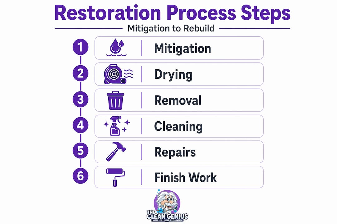Infographic showing property restoration process step-by-step