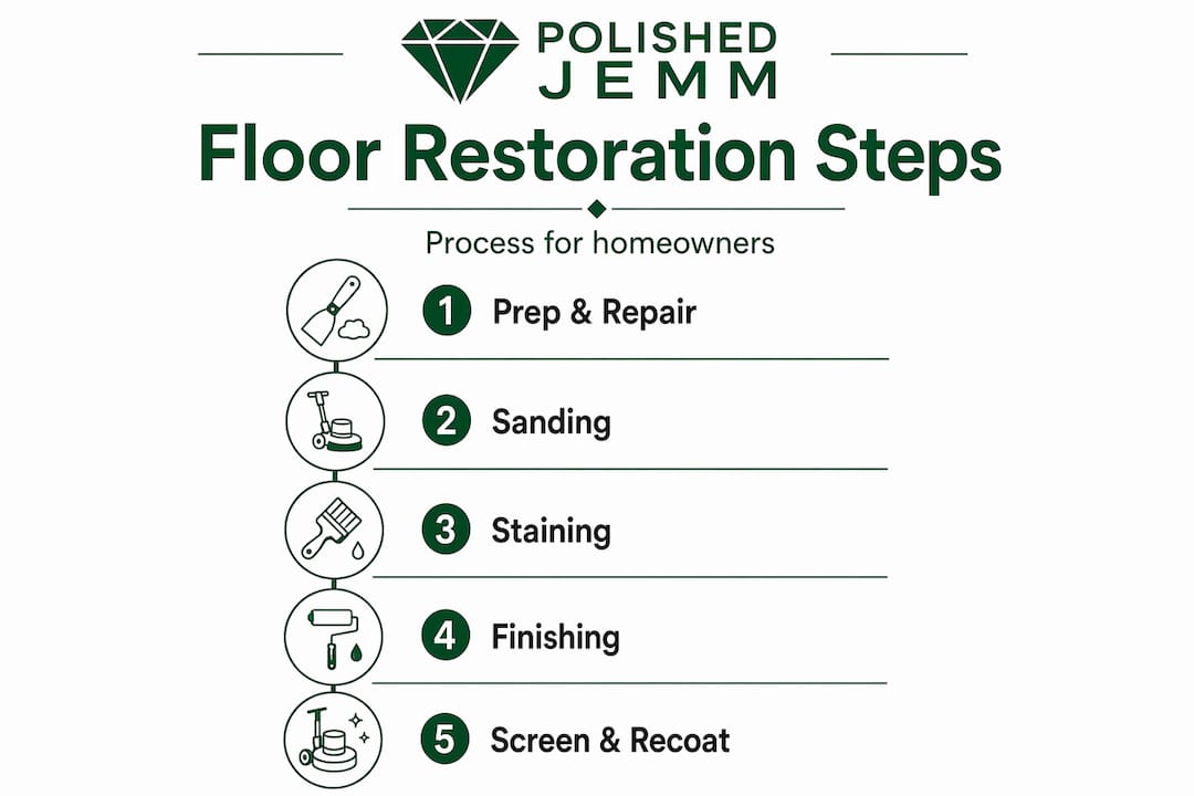 Infographic outlining floor restoration process steps