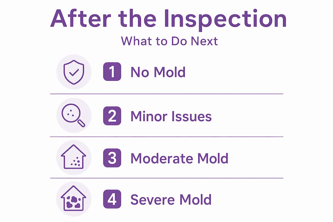 Infographic showing four post-inspection outcomes and next steps