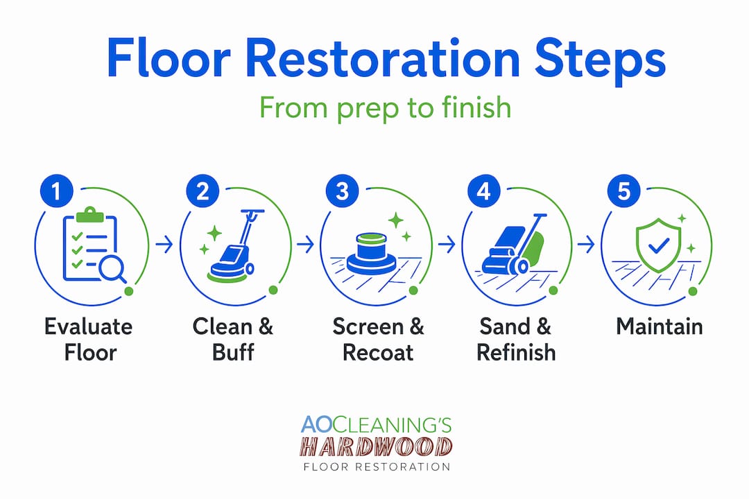 Infographic showing floor restoration process steps