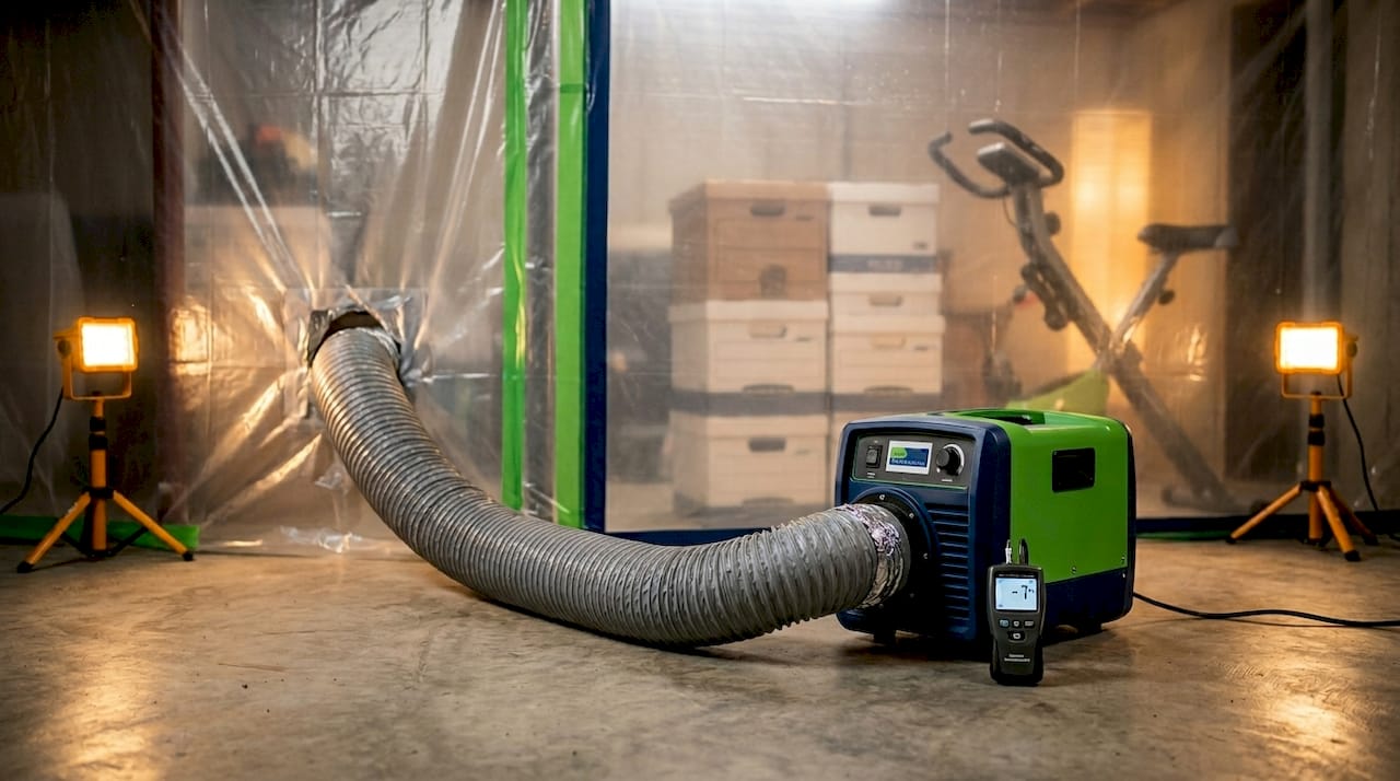 Negative air machine with containment barrier