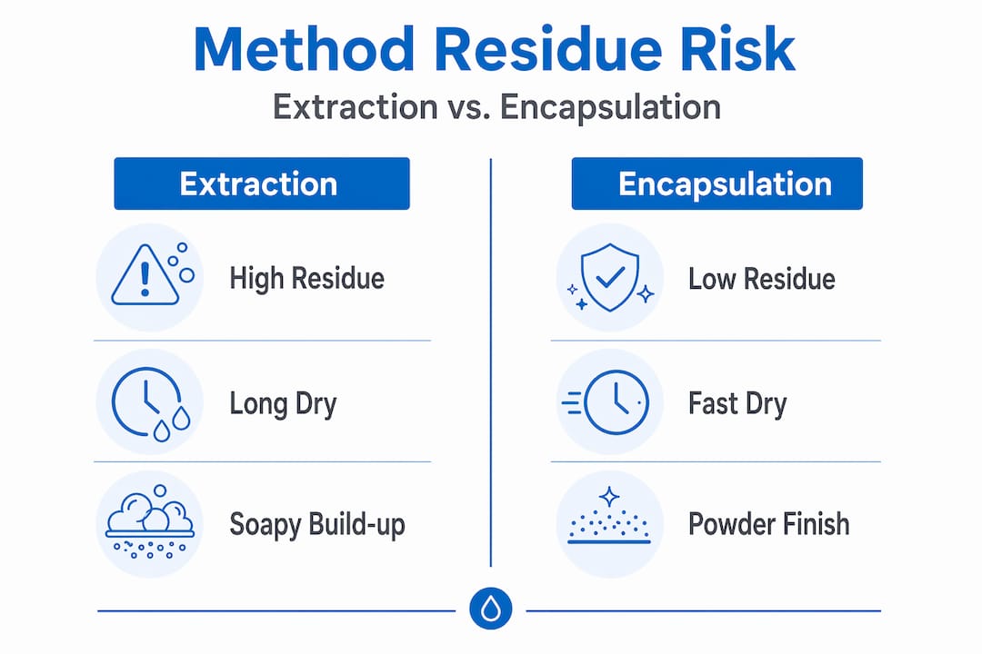 Infographic comparing residue risk by cleaning method