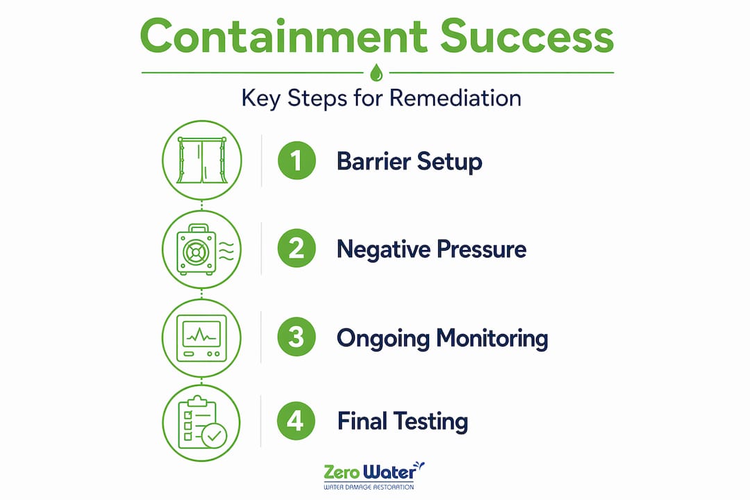 Vertical infographic of four containment checklist steps