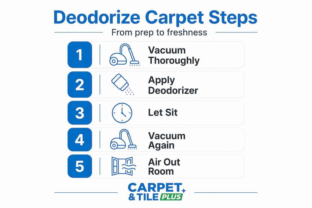 Infographic of carpet deodorizing step-by-step process