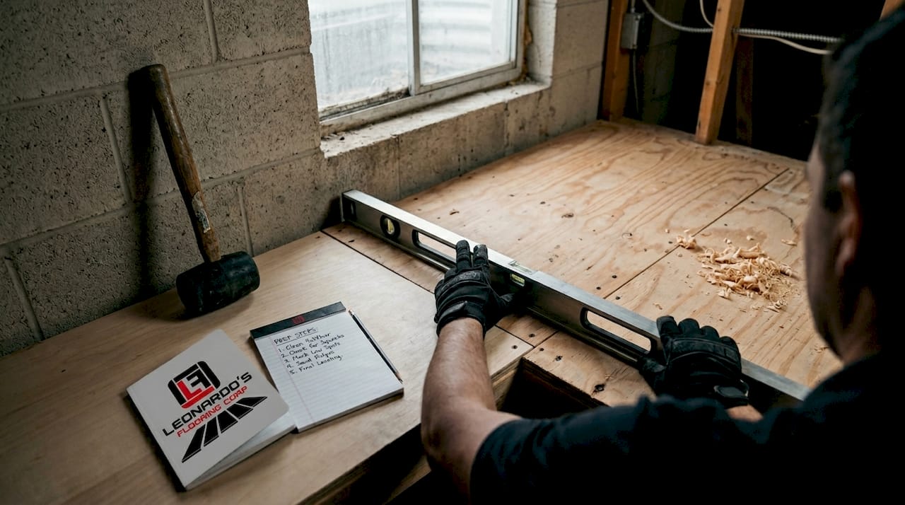 Checking subfloor flatness for laminate installation