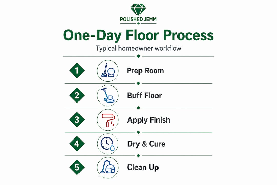 Infographic outlining floor refinishing steps