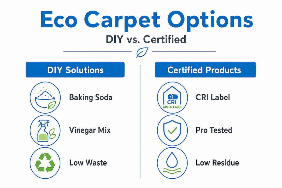 Infographic comparing DIY and certified eco carpet cleaning