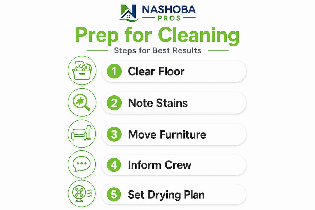 Infographic outlining carpet cleaning prep steps