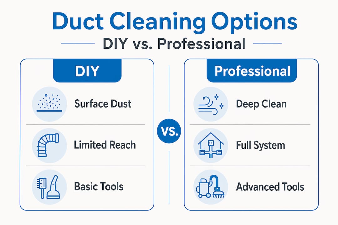 Infographic comparing DIY and professional duct cleaning
