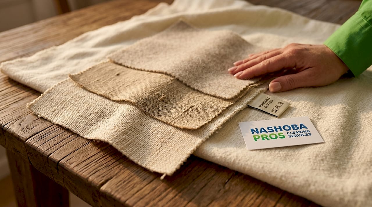 Close-up of cotton, linen, and wool upholstery fabrics