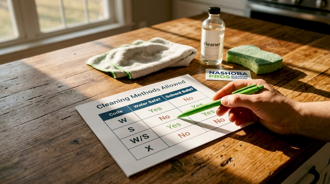 Printed upholstery cleaning codes comparison chart