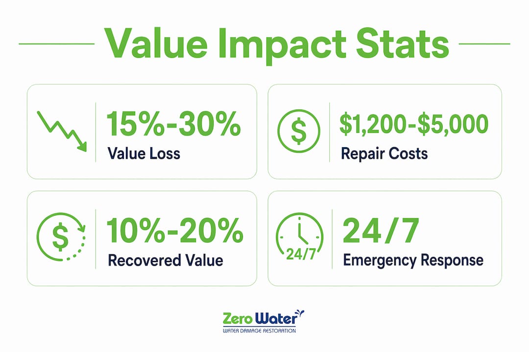 Infographic displaying key statistics on water damage impact
