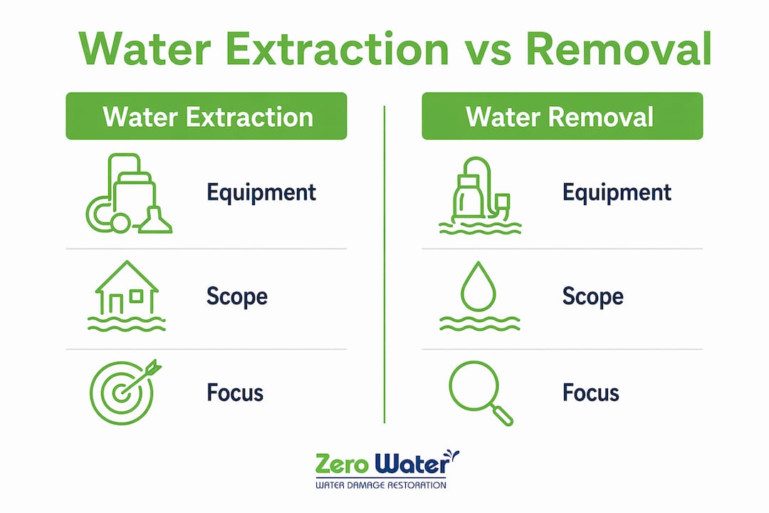 Infographic comparing water extraction and water removal