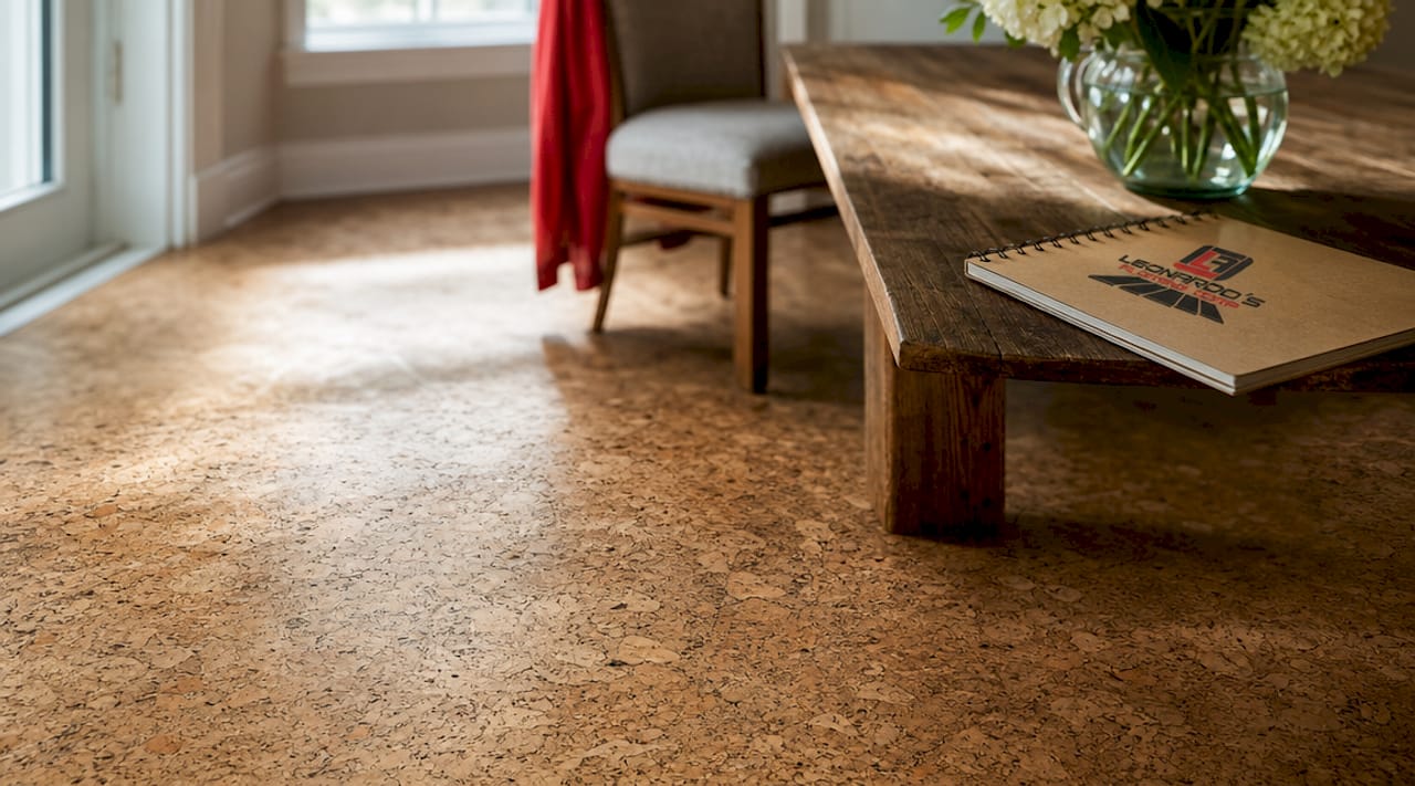 Natural cork flooring close-up texture