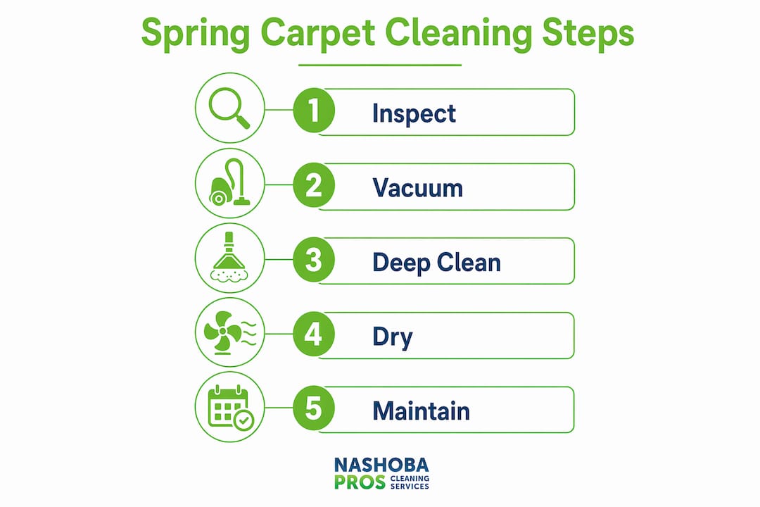 Infographic illustrating carpet cleaning steps
