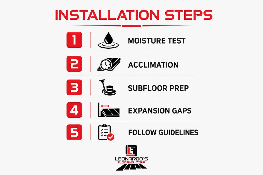Infographic showing key floor installation steps