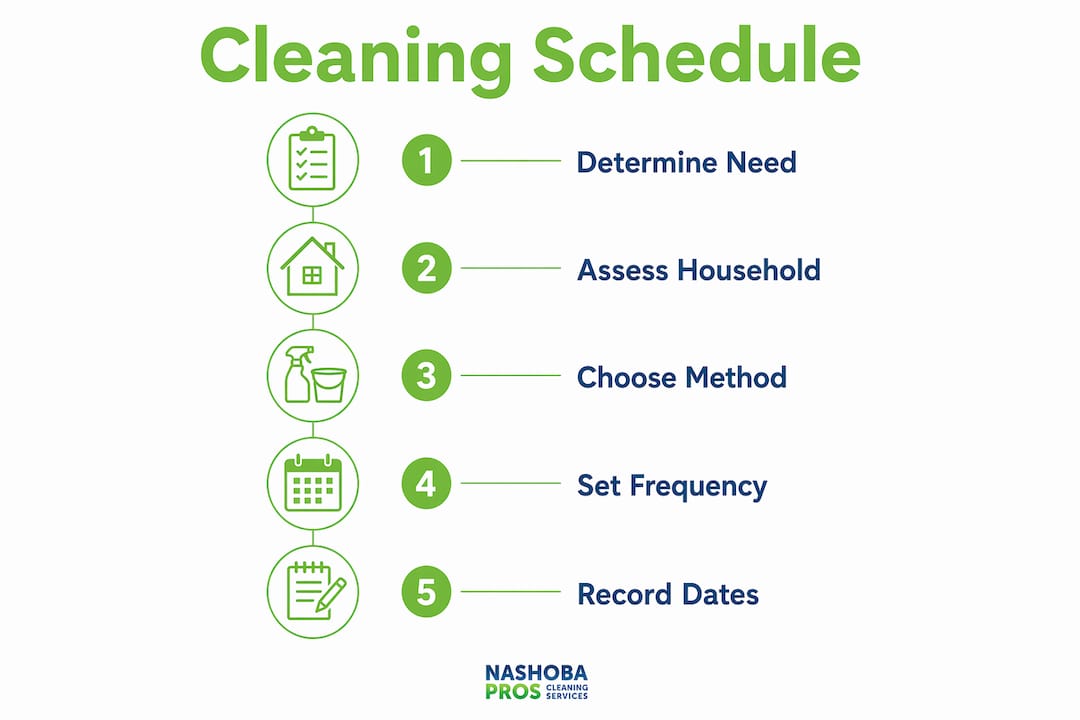Infographic outlining carpet cleaning schedule steps