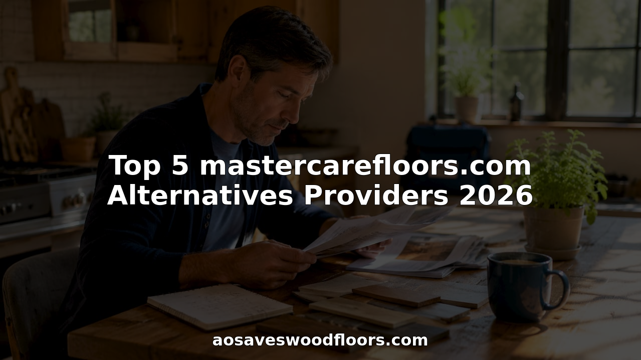 Homeowner reviewing hardwood floor restoration options at table
