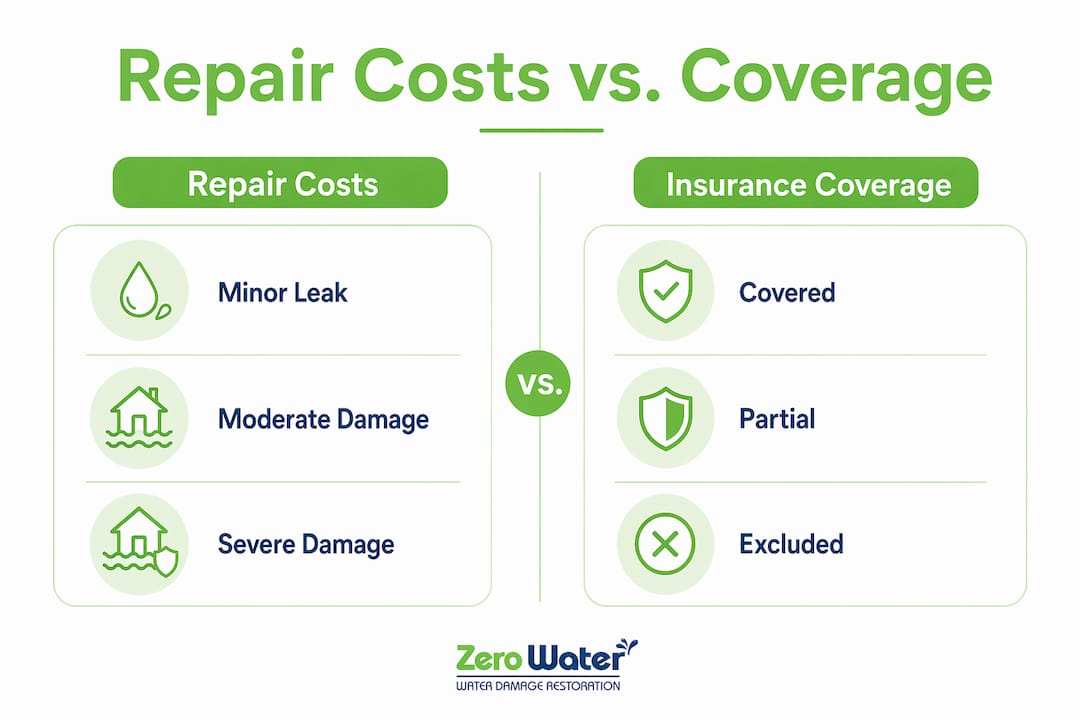 Infographic comparing repair costs and insurance coverage