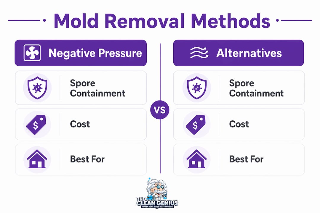 Infographic comparing mold removal methods side by side