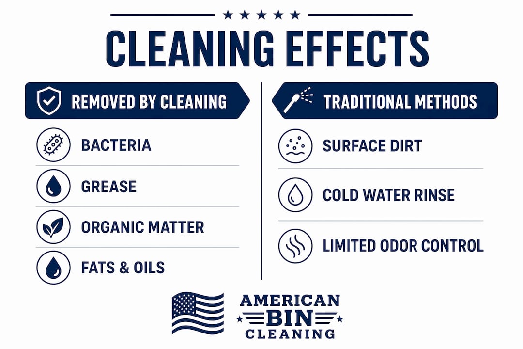 Infographic comparing high-pressure cleaning and traditional bin cleaning