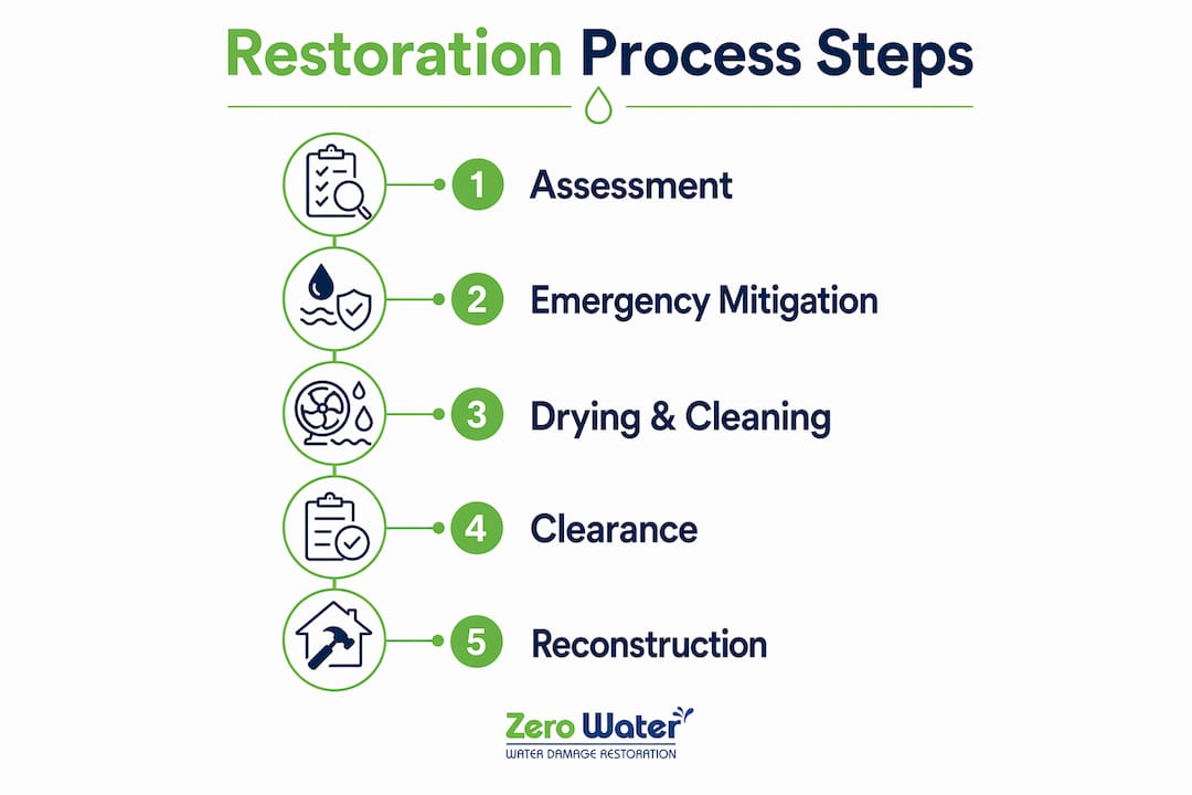 Infographic illustrating restoration process steps