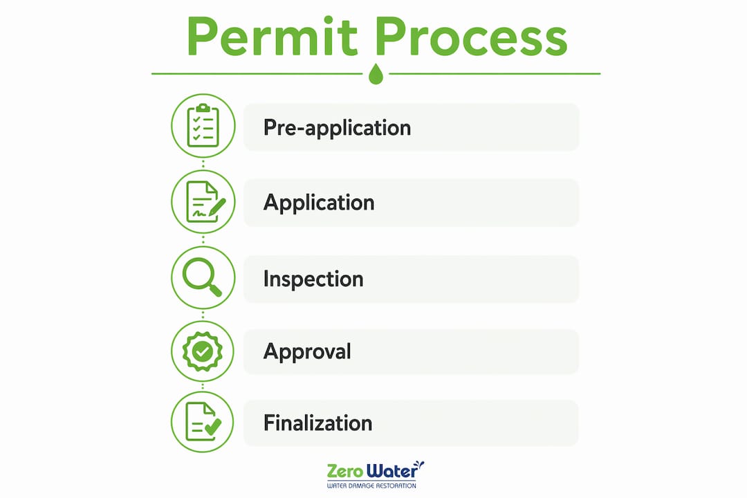 Infographic detailing steps in water restoration permitting process