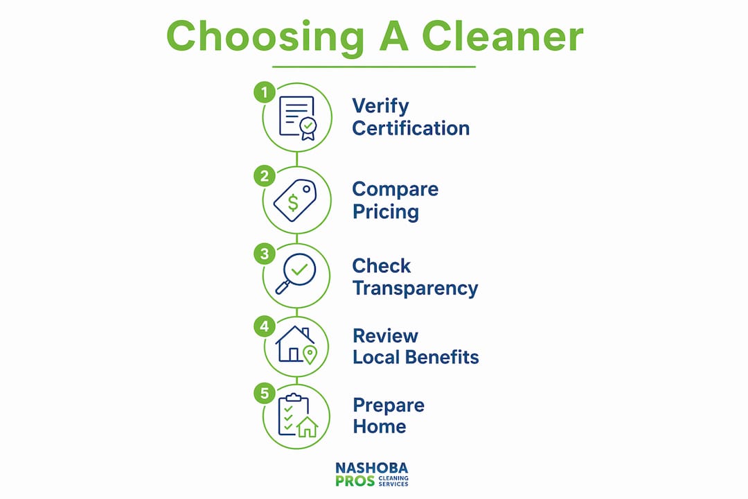 Infographic showing steps to choose carpet cleaner