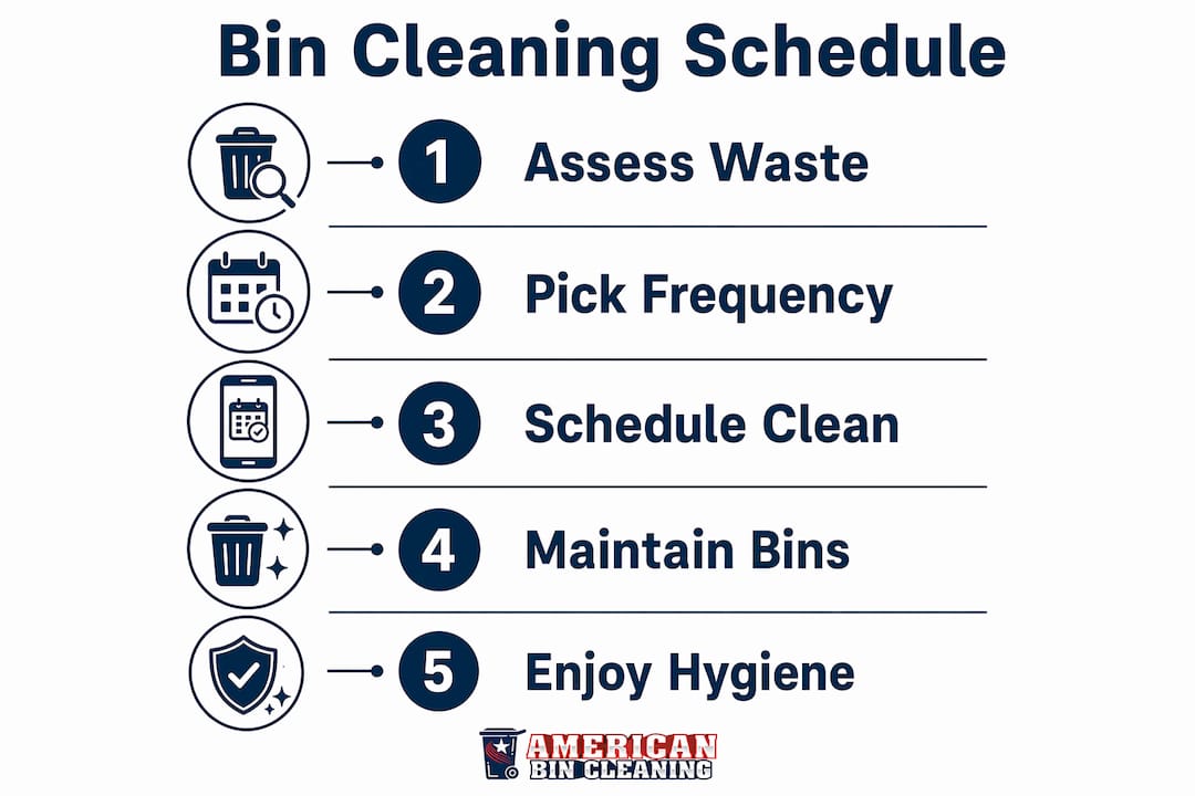 Infographic showing steps to schedule bin cleaning service