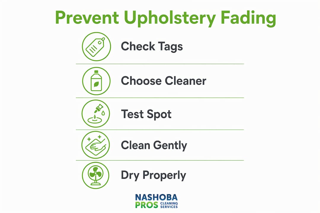 Infographic showing steps to prevent upholstery fading