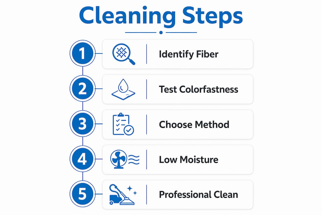 Infographic showing area rug cleaning steps overview