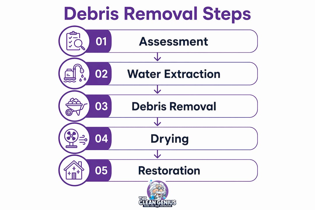 Infographic outlining debris removal process steps