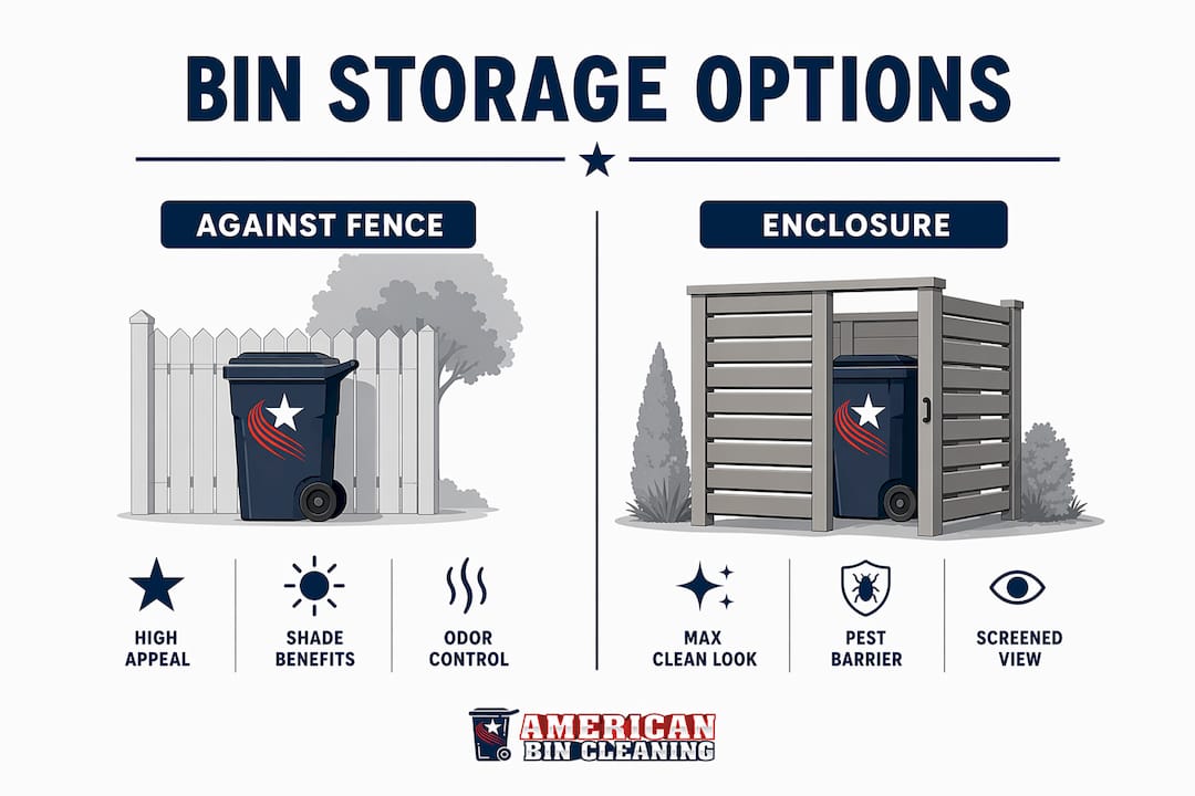 Infographic comparing garbage bin storage options