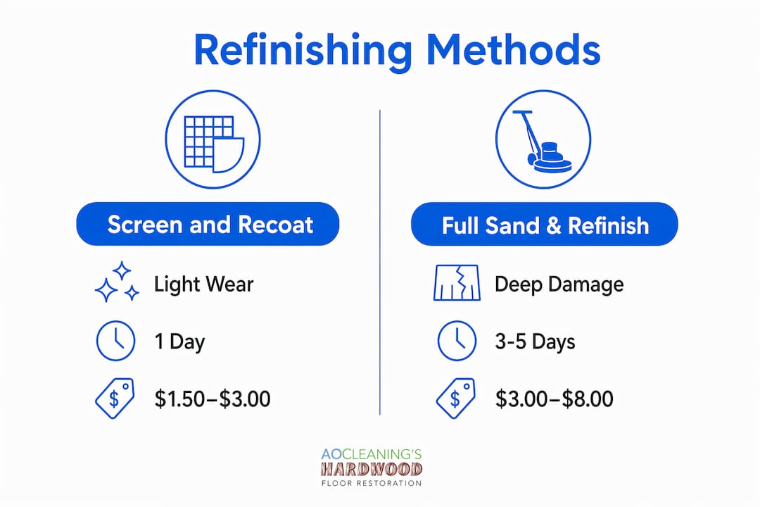 Infographic comparing two floor refinishing methods