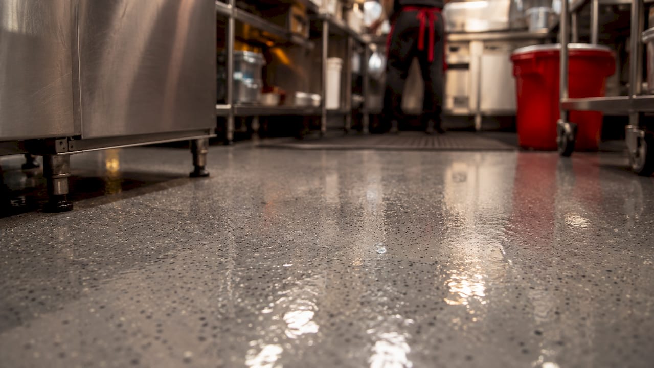 Close-up of durable epoxy warehouse flooring texture