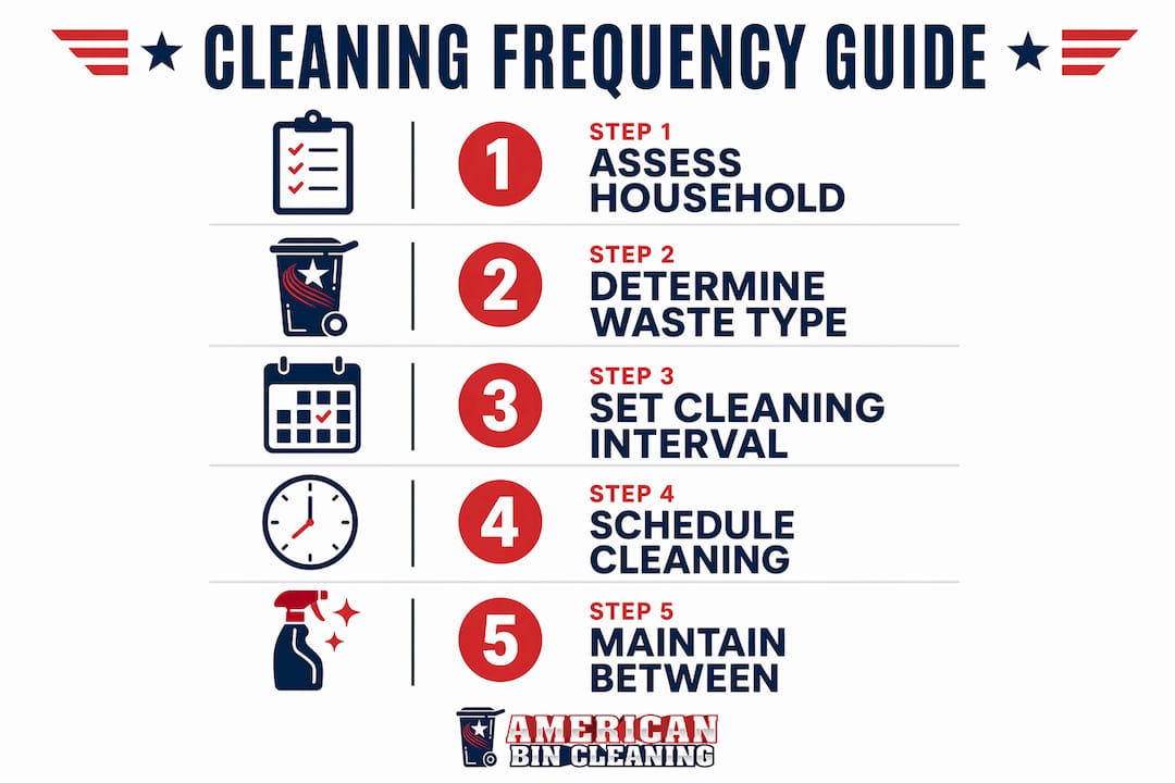 Infographic illustrating trash can cleaning steps