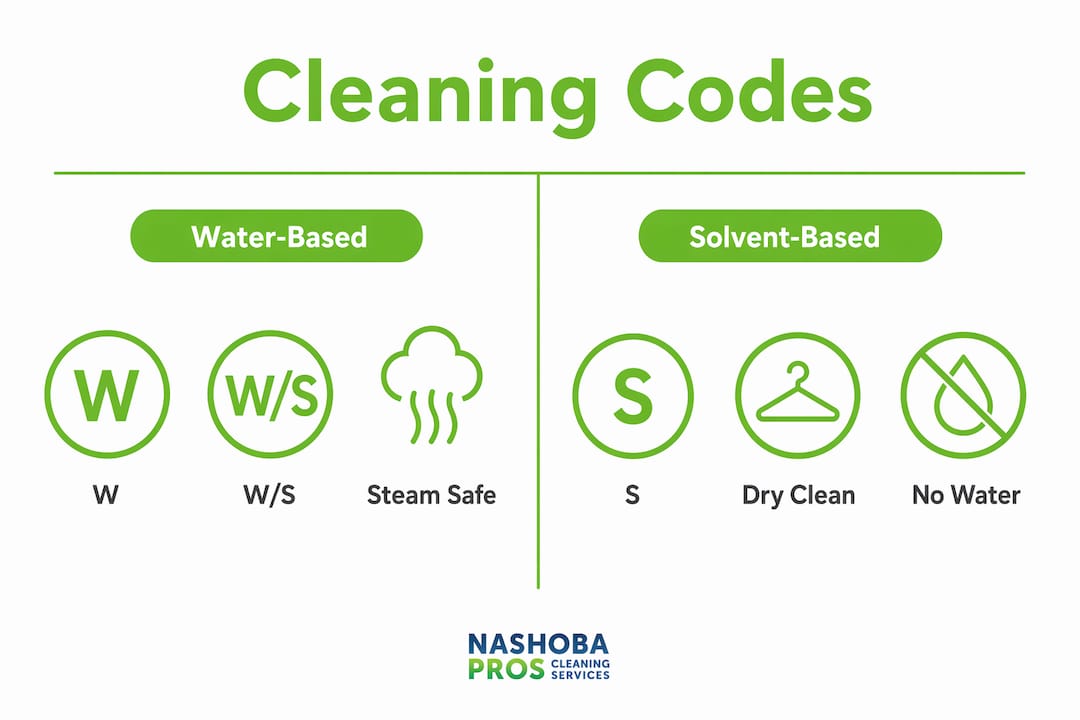 Infographic comparing upholstery cleaning codes