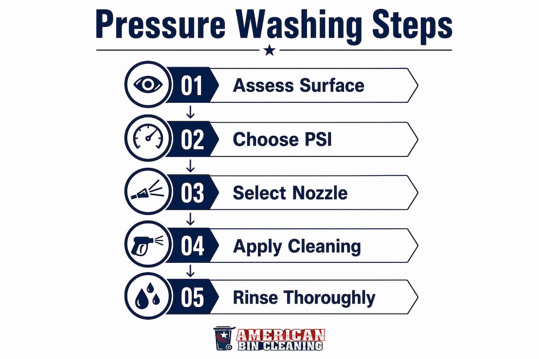 Infographic showing pressure washing process steps