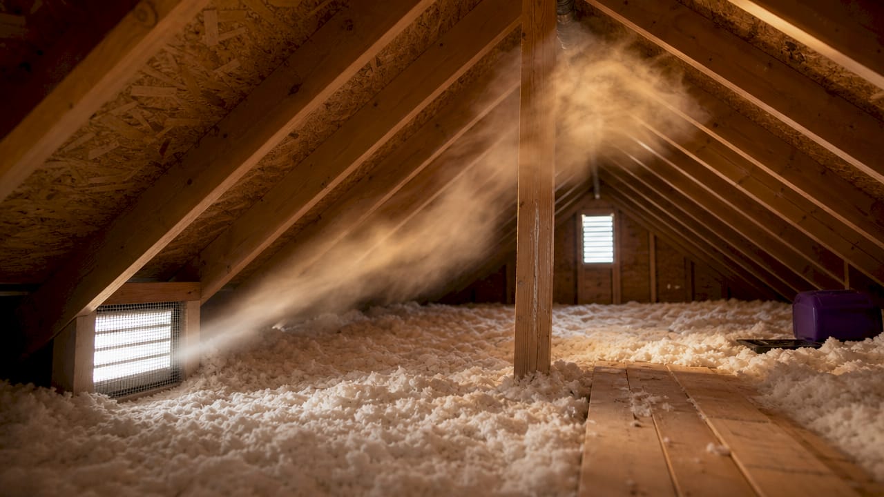 Attic showing warm air rising via stack effect