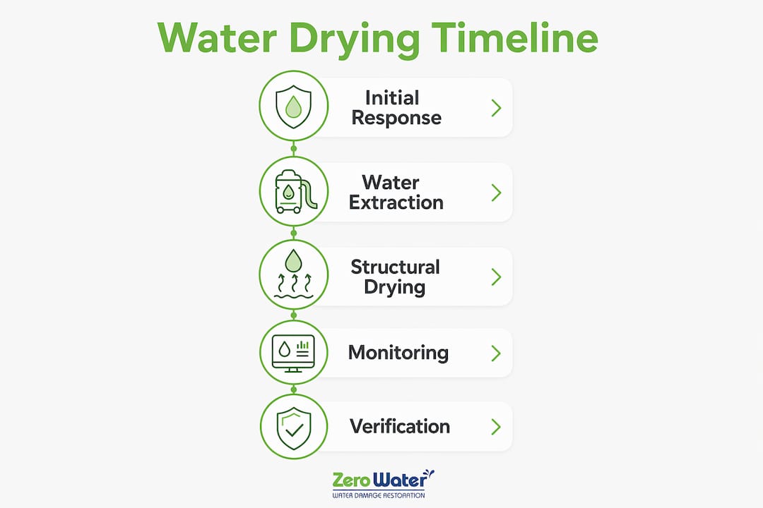 Infographic of water drying process steps