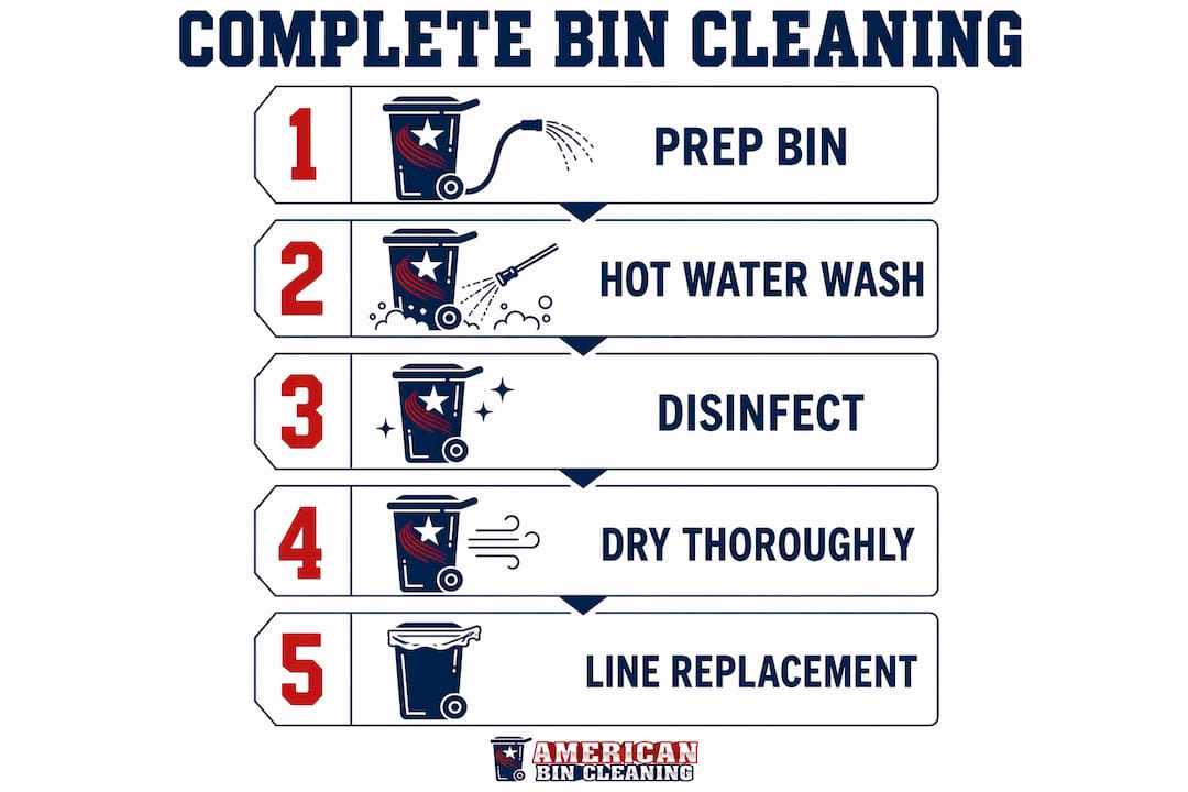 Infographic of complete bin cleaning steps