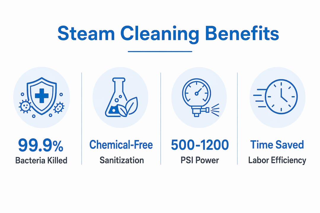 Infographic showing key benefits of steam tile cleaning